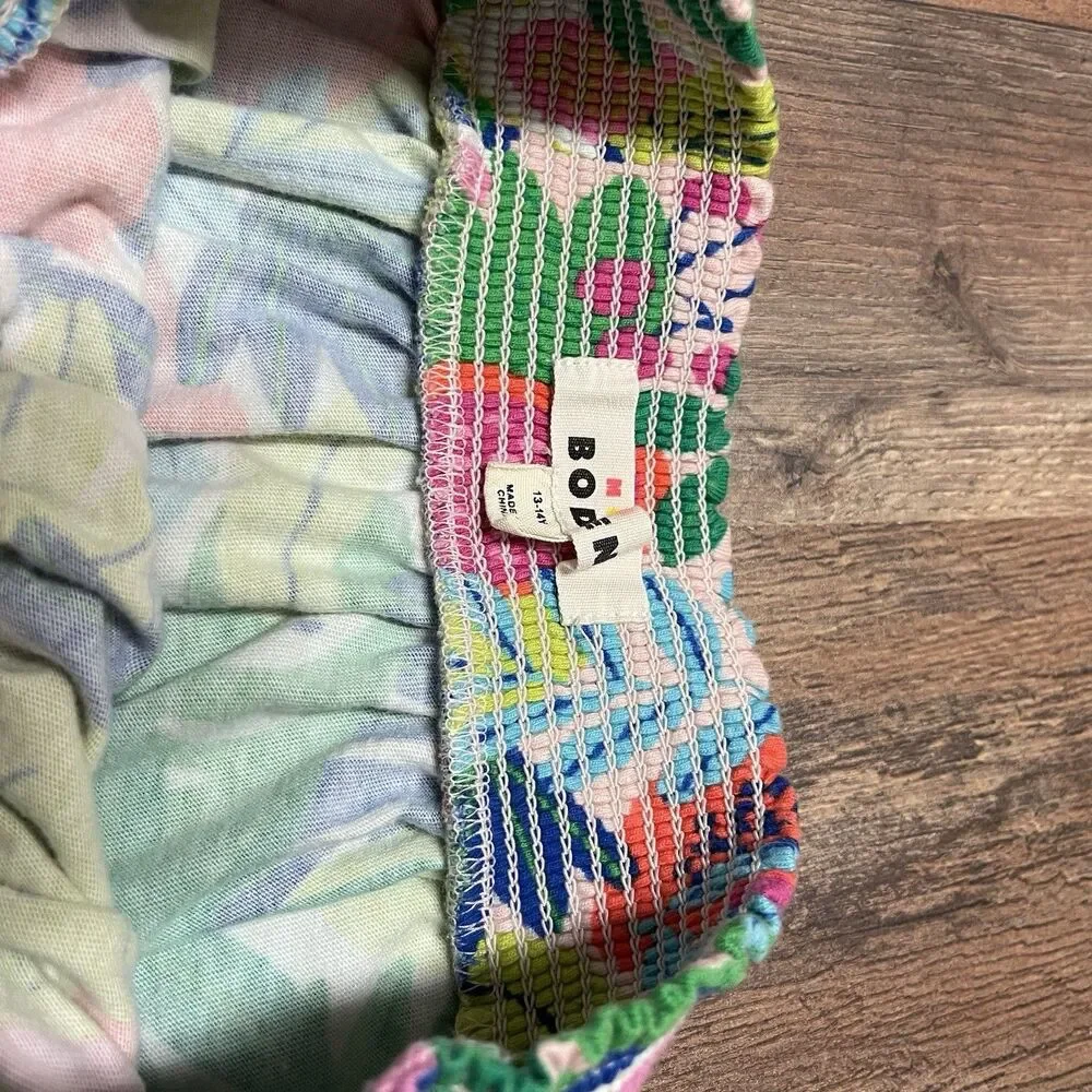 Mini Boden Two Piece Skirt Set Size 13-14 Y Multi Tropical Fruit 100% Cotton EUC
